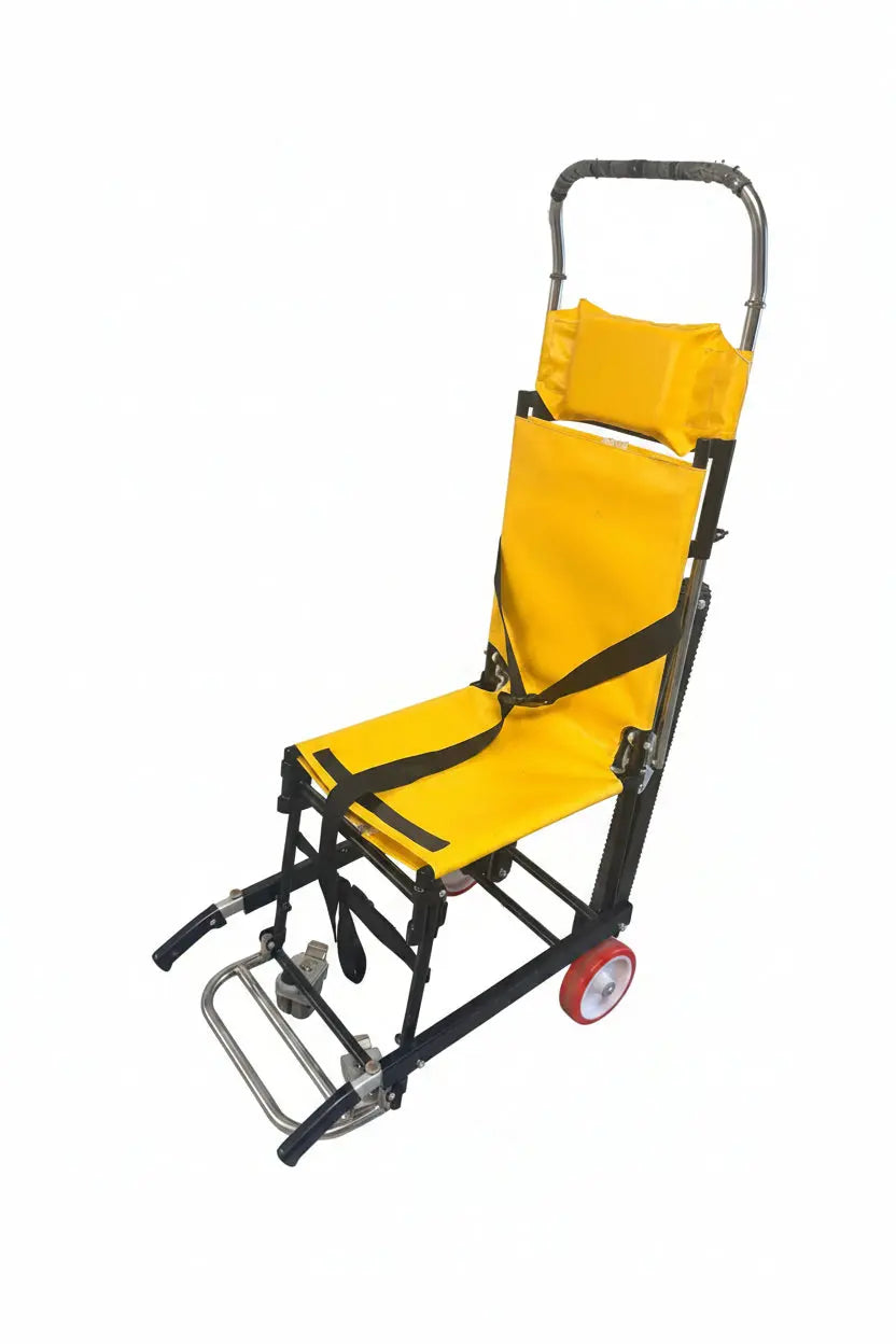 Evacuation stair chair — aluminium frame with orange safety straps