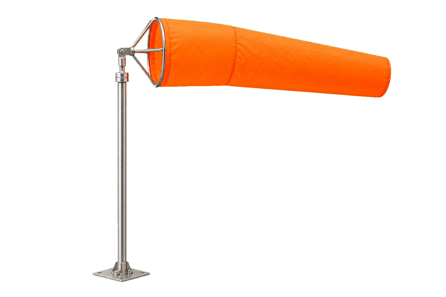 Wind sock Oman — aviation windsock and frame supplier Wind sock Oman — original Fire Supplies product photo of bright orange aviation windsock on stainless steel swivel frame